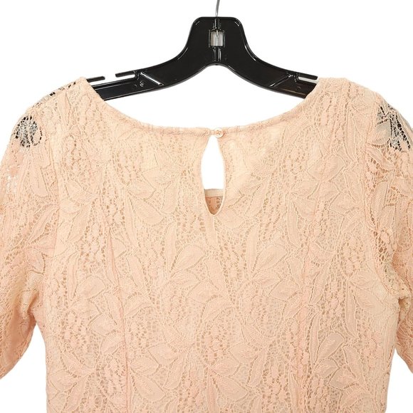 Maeve Anthropologie Pink Lace Floral Dress Size M Round Neck Keyhole Back Lined - Picture 13 of 16